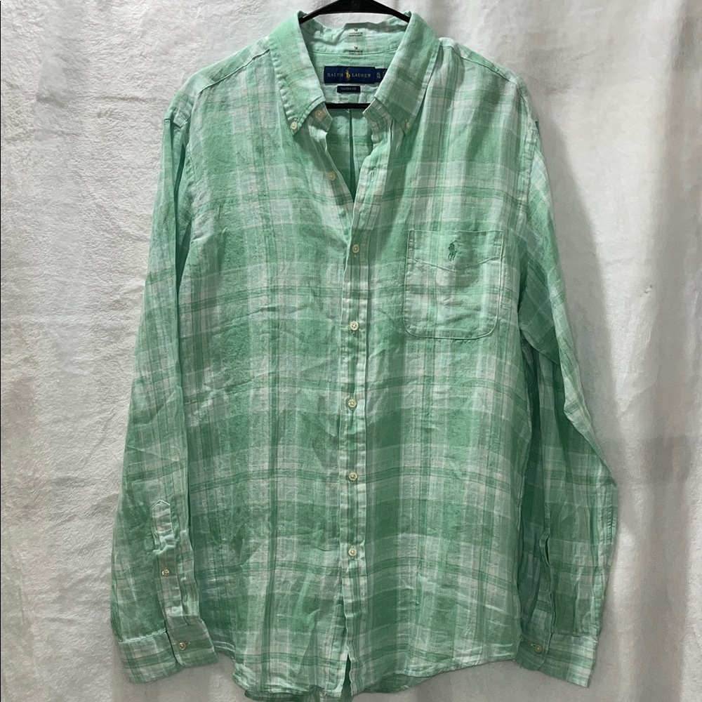 Ralph Lauren Mint Green Plaid Button-Down Shirt